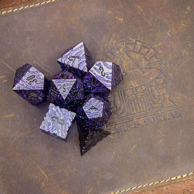 Sage's Fusion Stones Blackhole Metal Polyhedral Dice Set - Sage's PortalMetal Dice Set