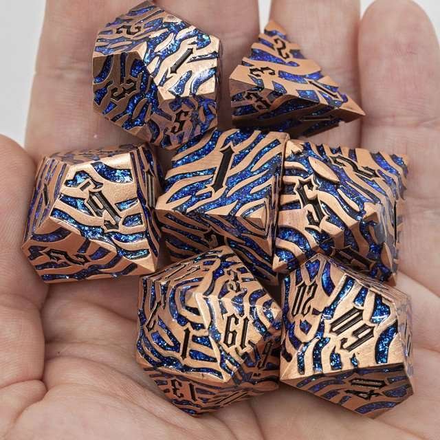 Sage's Fusion Stones Blue Nebula Metal Polyhedral Dice Set - Sage's PortalMetal Dice Set