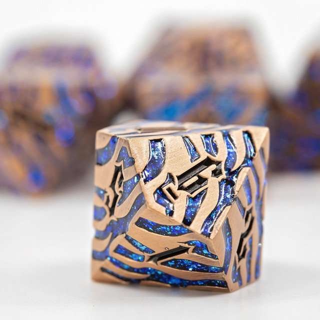 Sage's Fusion Stones Blue Nebula Metal Polyhedral Dice Set - Sage's PortalMetal Dice Set