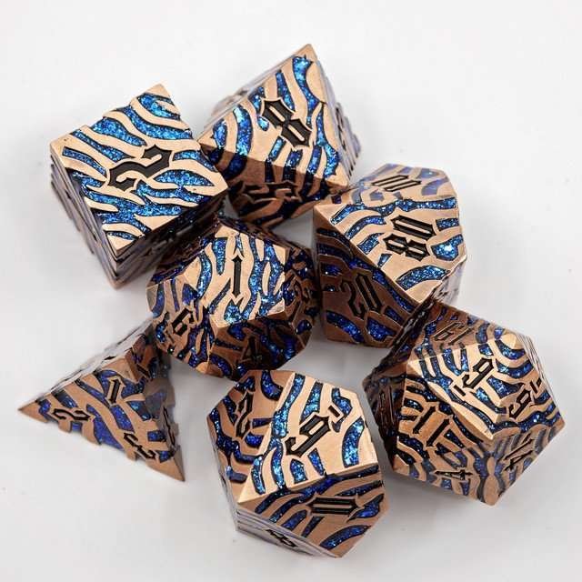 Sage's Fusion Stones Blue Nebula Metal Polyhedral Dice Set - Sage's PortalMetal Dice Set