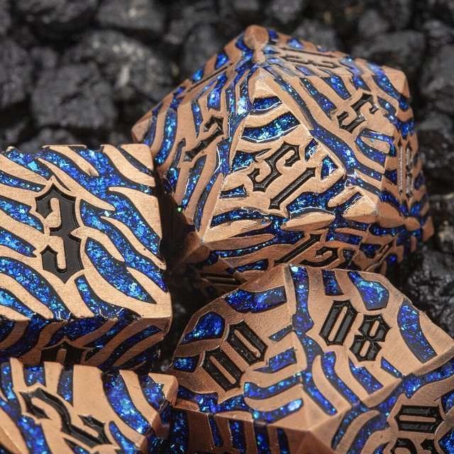 Sage's Fusion Stones Blue Nebula Metal Polyhedral Dice Set - Sage's PortalMetal Dice Set