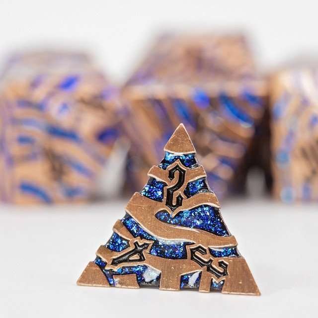 Sage's Fusion Stones Blue Nebula Metal Polyhedral Dice Set - Sage's PortalMetal Dice Set