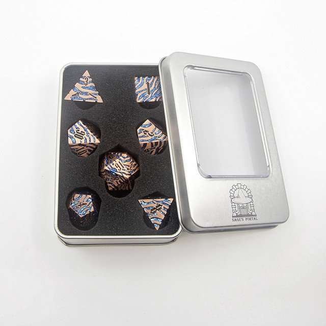 Sage's Fusion Stones Blue Nebula Metal Polyhedral Dice Set - Sage's PortalMetal Dice Set
