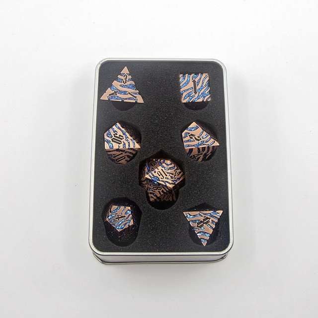 Sage's Fusion Stones Blue Nebula Metal Polyhedral Dice Set - Sage's PortalMetal Dice Set
