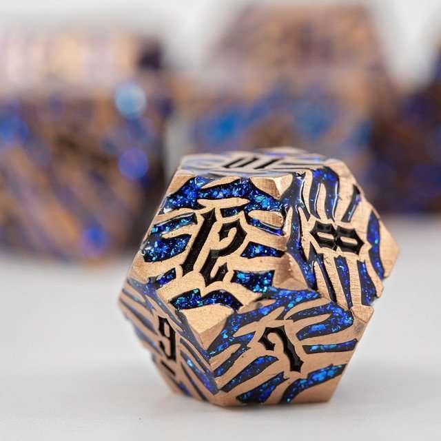 Sage's Fusion Stones Blue Nebula Metal Polyhedral Dice Set - Sage's PortalMetal Dice Set