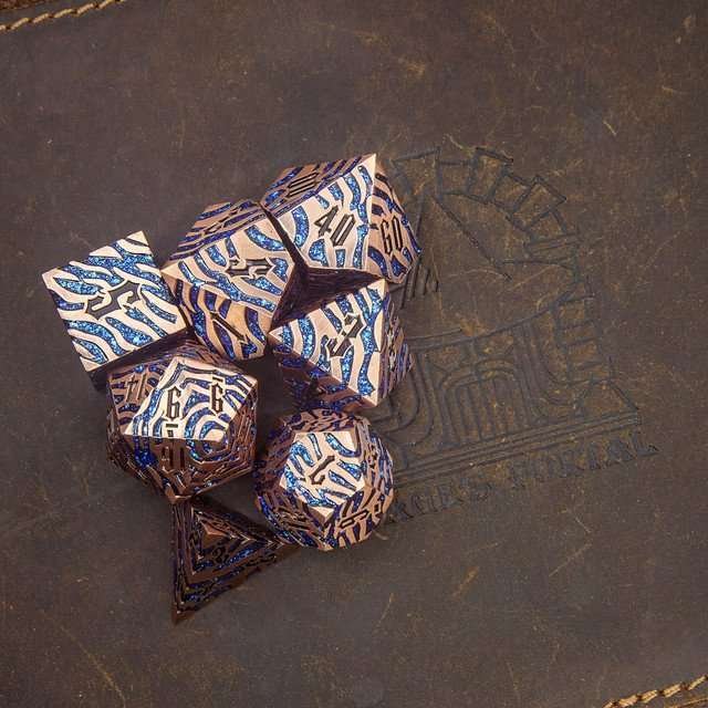 Sage's Fusion Stones Blue Nebula Metal Polyhedral Dice Set - Sage's PortalMetal Dice Set