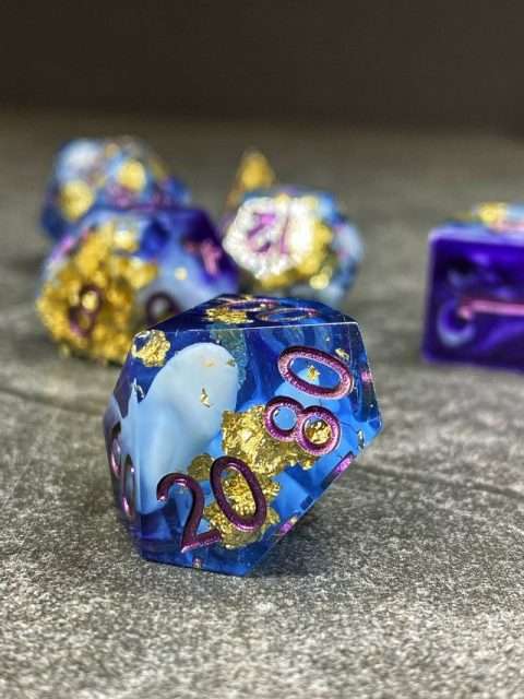 Sage's Geomancy Blue/Purple Sharp Edge Resin Dice Set - Sage's PortalSharp Edge Resin Dice Set