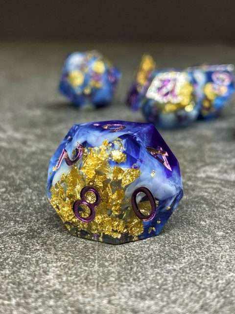 Sage's Geomancy Blue/Purple Sharp Edge Resin Dice Set - Sage's PortalSharp Edge Resin Dice Set