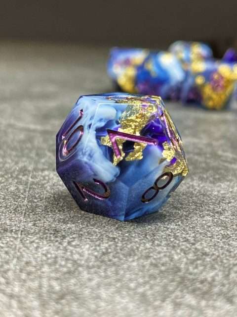 Sage's Geomancy Blue/Purple Sharp Edge Resin Dice Set - Sage's PortalSharp Edge Resin Dice Set