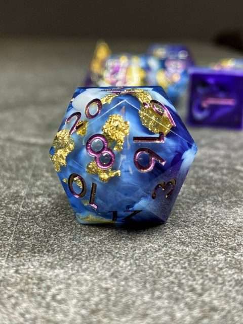 Sage's Geomancy Blue/Purple Sharp Edge Resin Dice Set - Sage's PortalSharp Edge Resin Dice Set