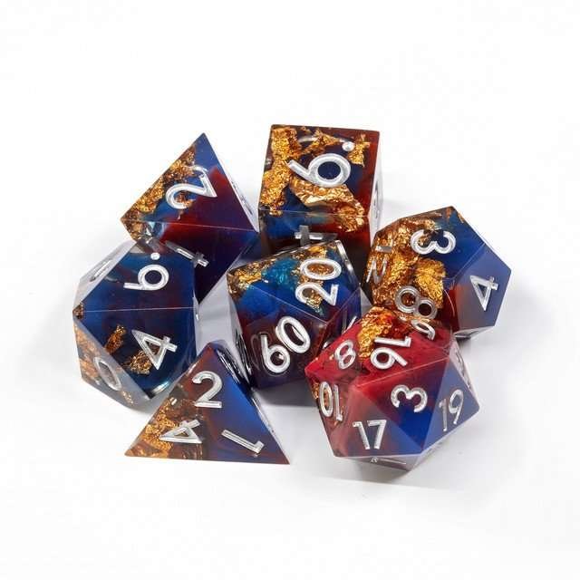 Sage's Geomancy Red/Blue Sharp Edge Resin Dice Set - Sage's PortalSharp Edge Resin Dice Set