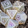 Sage's Glyphed Opal Gemstone Polyhedral Dice Set - Sage's PortalGemstone Dice Set