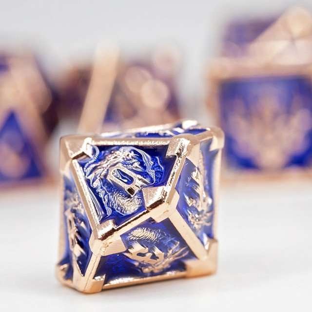 Sage's Grave Fortune Cobalt Death Metal Polyhedral Dice Set - Sage's PortalMetal Dice Set
