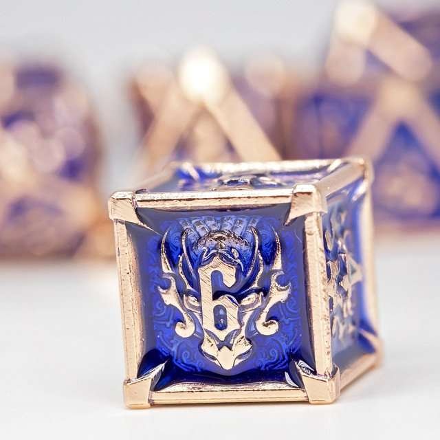 Sage's Grave Fortune Cobalt Death Metal Polyhedral Dice Set - Sage's PortalMetal Dice Set