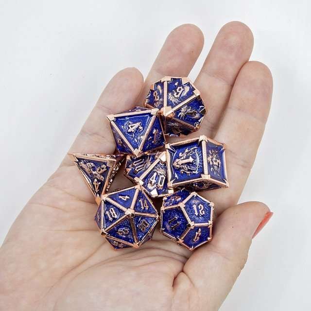 Sage's Grave Fortune Cobalt Death Metal Polyhedral Dice Set - Sage's PortalMetal Dice Set