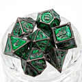 Sage's Grave Fortune Emerald Death Metal Polyhedral Dice Set - Sage's PortalMetal Dice Set