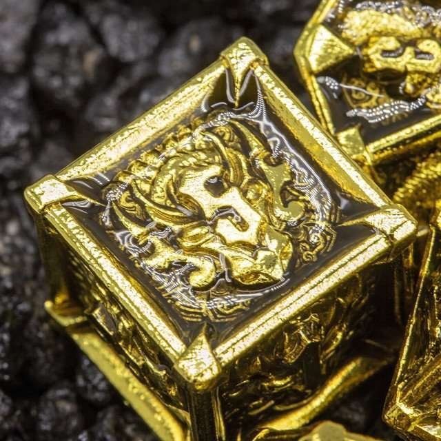 Sage's Grave Fortune Gilded Death Metal Polyhedral Dice Set - Sage's PortalMetal Dice Set