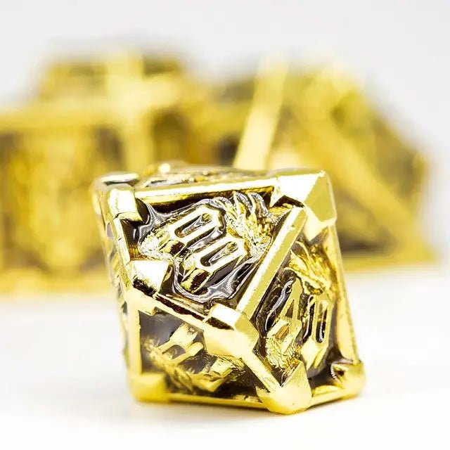 Sage's Grave Fortune Gilded Death Metal Polyhedral Dice Set - Sage's PortalMetal Dice Set