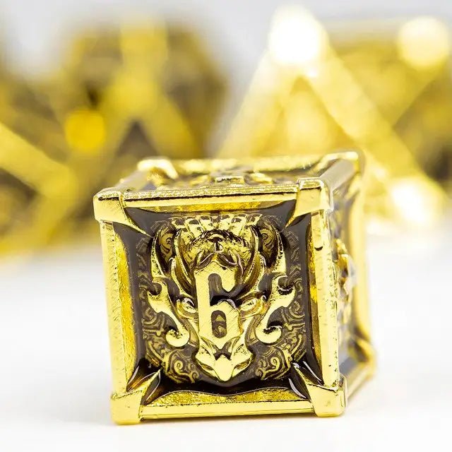Sage's Grave Fortune Gilded Death Metal Polyhedral Dice Set - Sage's PortalMetal Dice Set