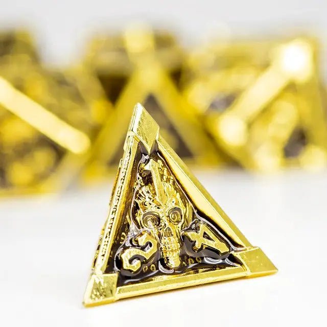 Sage's Grave Fortune Gilded Death Metal Polyhedral Dice Set - Sage's PortalMetal Dice Set