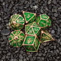 Sage's Grave Fortune Verdant Death Metal Polyhedral Dice Set - Sage's PortalMetal Dice Set