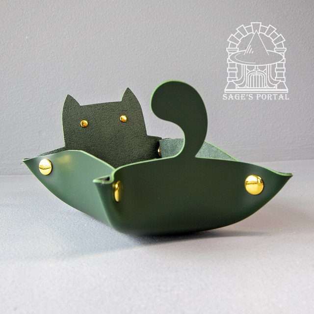 Sage's Green Enchanted Cat Dice Tray - Sage's PortalDice Tray