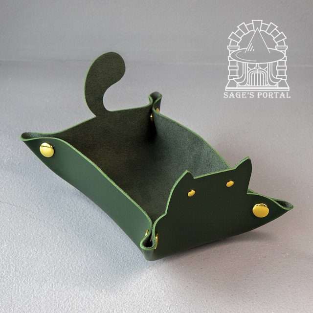 Sage's Green Enchanted Cat Dice Tray - Sage's PortalDice Tray