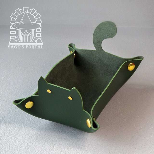 Sage's Green Enchanted Cat Dice Tray - Sage's PortalDice Tray