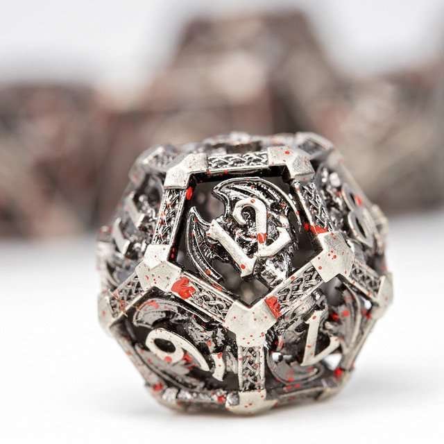 Sage's Grim Drake Bloodstained Wings Hollow Metal Dice Set - Sage's PortalHollow Metal Dice Set