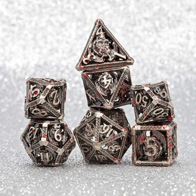 Sage's Grim Drake Bloodstained Wings Hollow Metal Dice Set - Sage's PortalHollow Metal Dice Set
