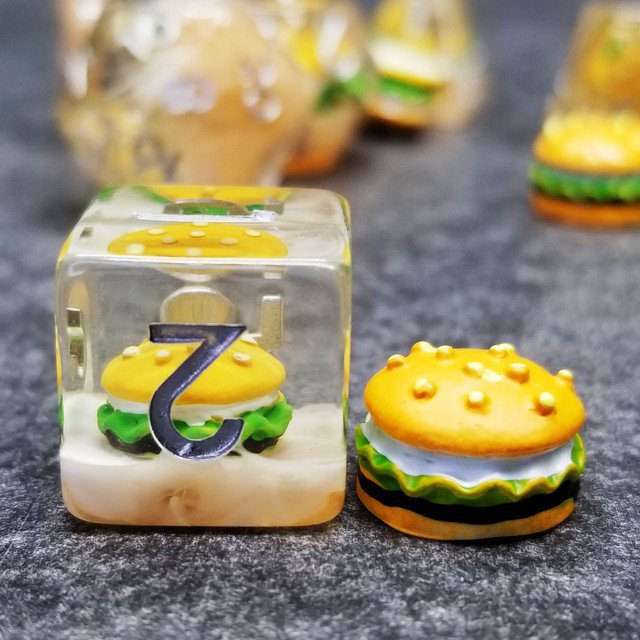 Sage's Hamburger Round Edge Resin Polyhedral Dice Set - Sage's PortalResin Dice Set