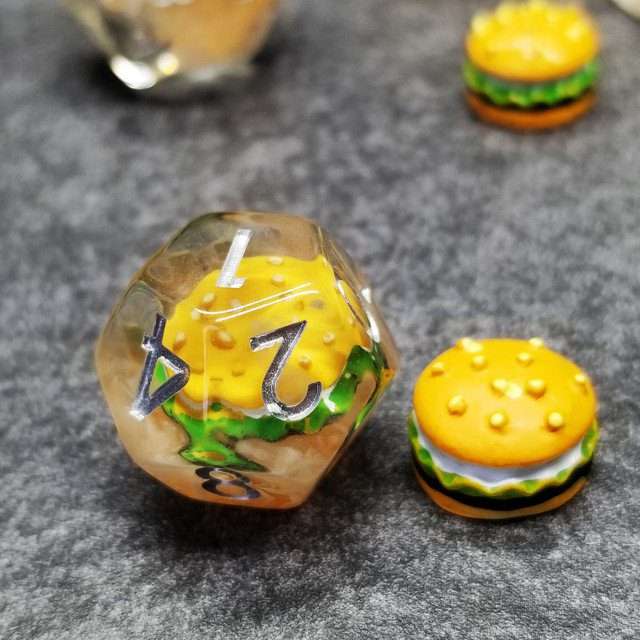 Sage's Hamburger Round Edge Resin Polyhedral Dice Set - Sage's PortalResin Dice Set
