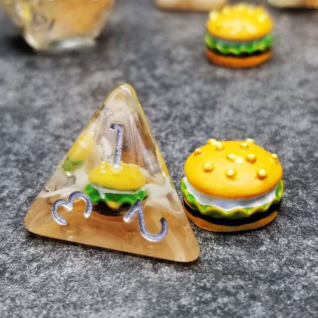 Sage's Hamburger Round Edge Resin Polyhedral Dice Set - Sage's PortalResin Dice Set