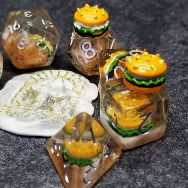 Sage's Hamburger Round Edge Resin Polyhedral Dice Set - Sage's PortalResin Dice Set