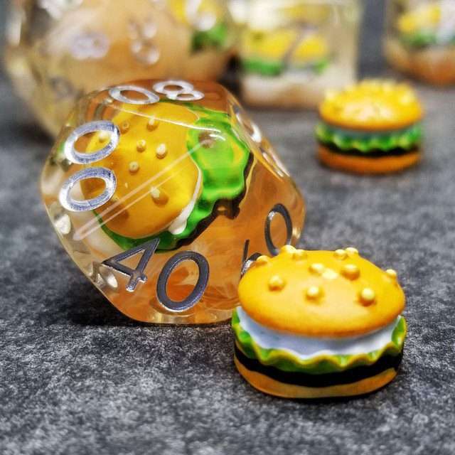 Sage's Hamburger Round Edge Resin Polyhedral Dice Set - Sage's PortalResin Dice Set
