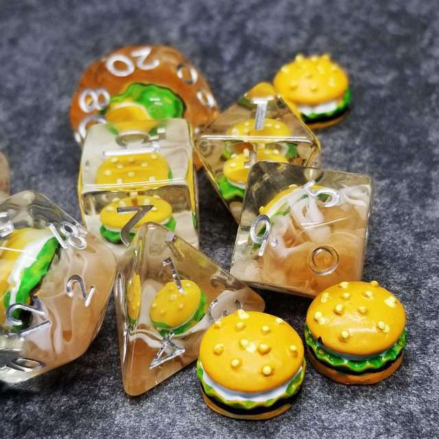 Sage's Hamburger Round Edge Resin Polyhedral Dice Set - Sage's PortalResin Dice Set
