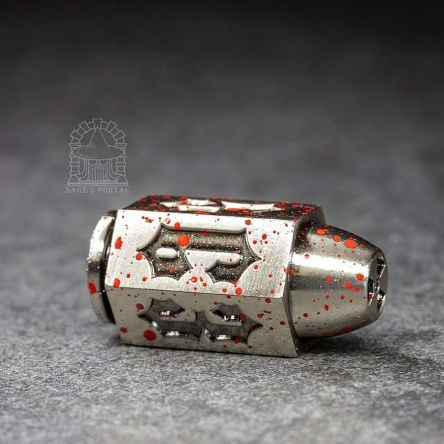 Sage's Holy Bullet Silver/Blood Metal D6 - Sage's PortalMetal Dice Set