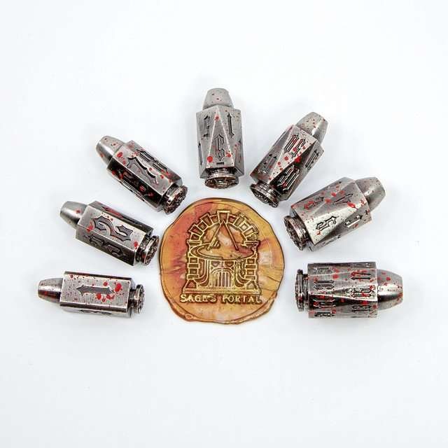 Sage's Holy Revolver Bloodstained Bullets Metal Dice Set - Sage's PortalMetal Dice Set