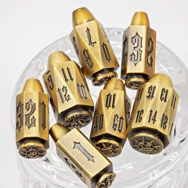 Sage's Holy Revolver Bronze Bullets Metal Dice Set - Sage's PortalMetal Dice Set