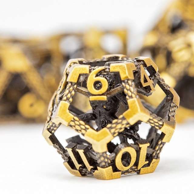Sage's Imprisoned Kraken Brassy Depths Hollow Metal Dice Set - Sage's PortalHollow Metal Dice Set