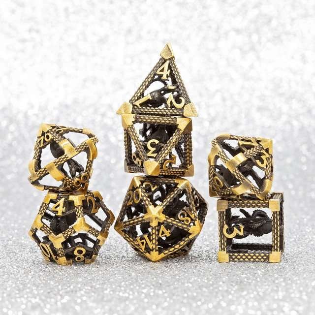 Sage's Imprisoned Kraken Brassy Depths Hollow Metal Dice Set - Sage's PortalHollow Metal Dice Set