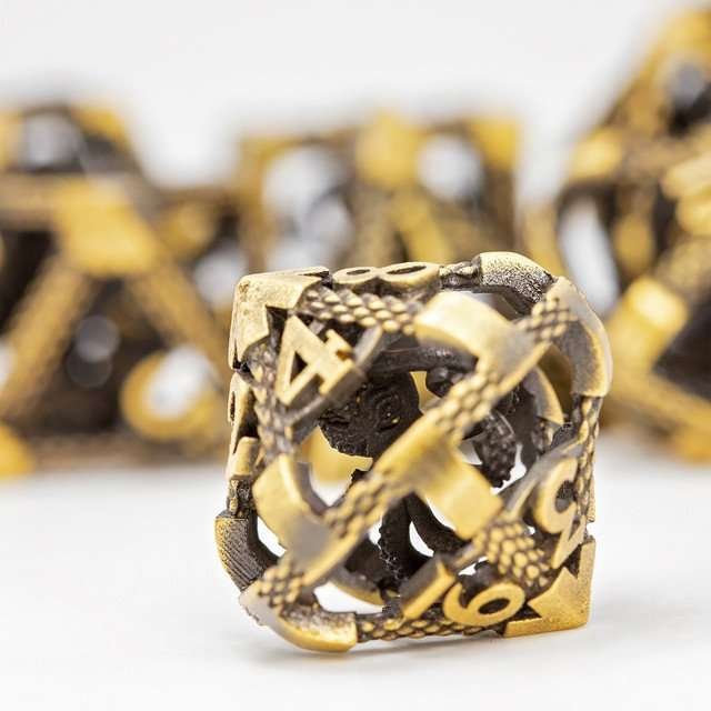 Sage's Imprisoned Kraken Brassy Depths Hollow Metal Dice Set - Sage's PortalHollow Metal Dice Set
