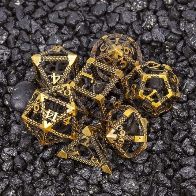 Sage's Imprisoned Kraken Brassy Depths Hollow Metal Dice Set - Sage's PortalHollow Metal Dice Set