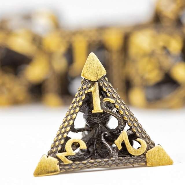 Sage's Imprisoned Kraken Brassy Depths Hollow Metal Dice Set - Sage's PortalHollow Metal Dice Set
