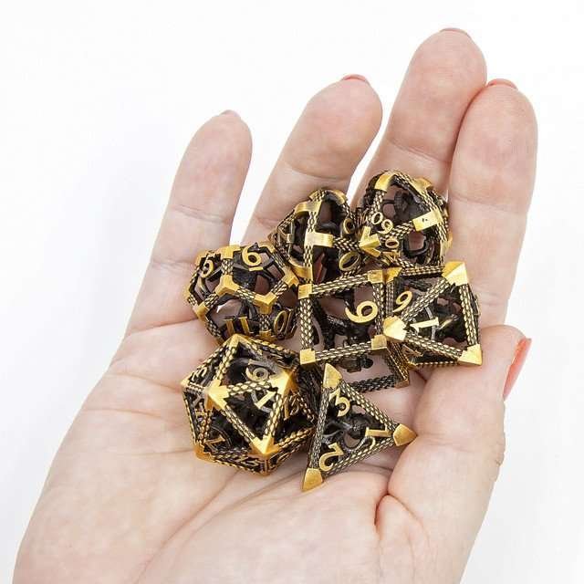Sage's Imprisoned Kraken Brassy Depths Hollow Metal Dice Set - Sage's PortalHollow Metal Dice Set