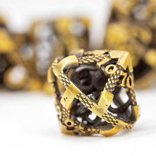 Sage's Imprisoned Kraken Brassy Depths Hollow Metal Dice Set - Sage's PortalHollow Metal Dice Set