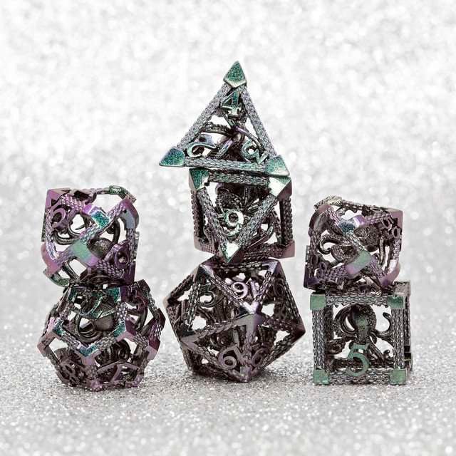 Sage's Imprisoned Kraken Ocean Depths Hollow Metal Dice Set - Sage's PortalHollow Metal Dice Set