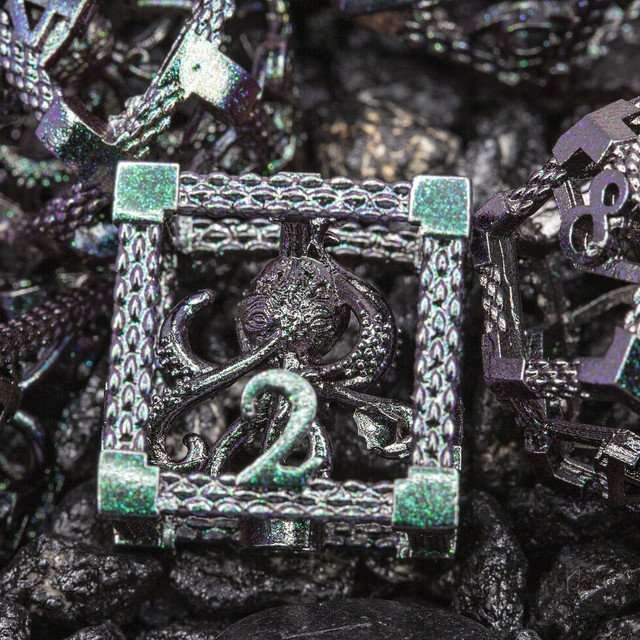 Sage's Imprisoned Kraken Ocean Depths Hollow Metal Dice Set - Sage's PortalHollow Metal Dice Set