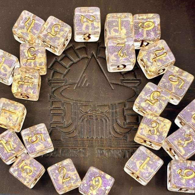 Sage's Incantations Golden Blush Resin D6 Dice 24 Pc Set - Sage's PortalResin Dice Set