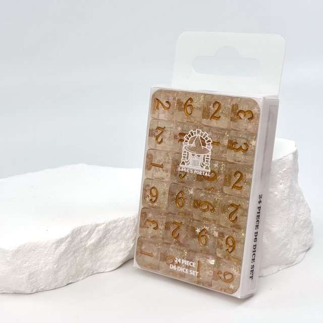 Sage's Incantations Lustrous Wish Resin D6 Dice 24 Piece Set - Sage's PortalResin Dice Set